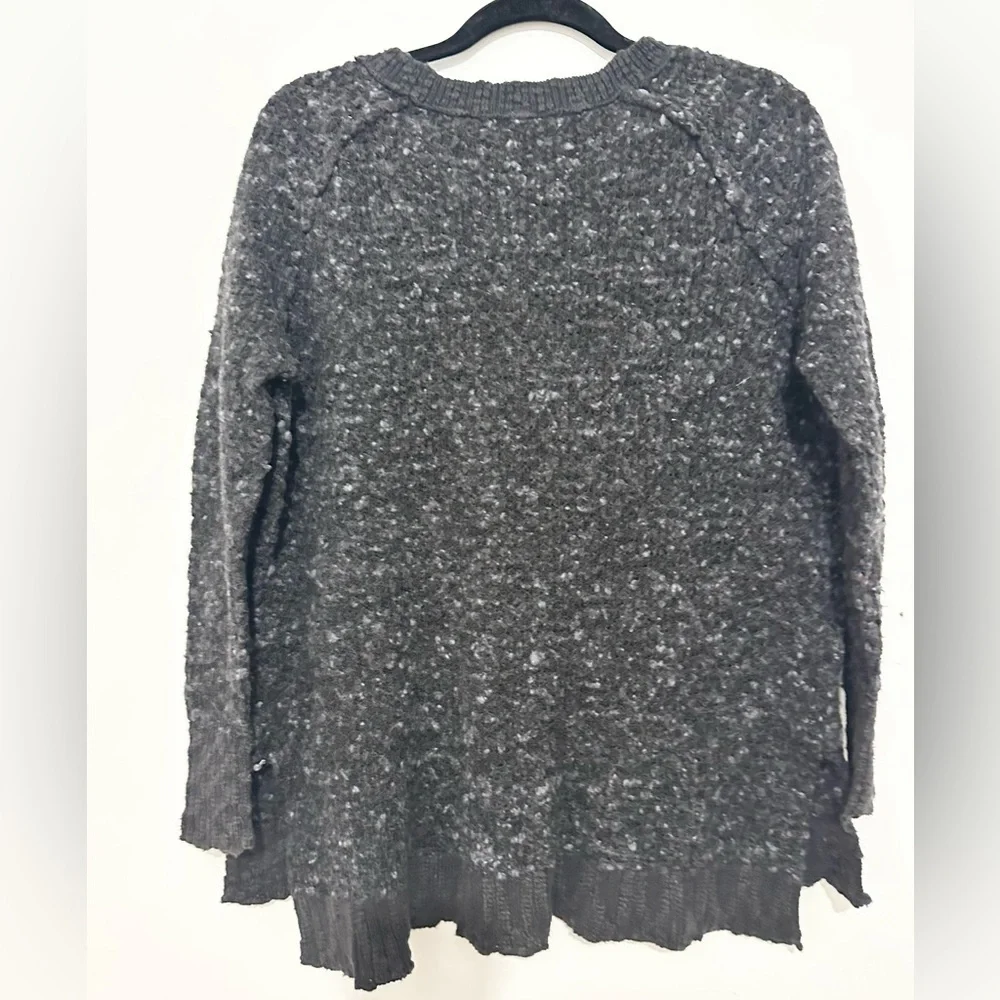 Free People Wool Blend Gray Nubby Jeepster Honeycome Tunic Sweater Size sp